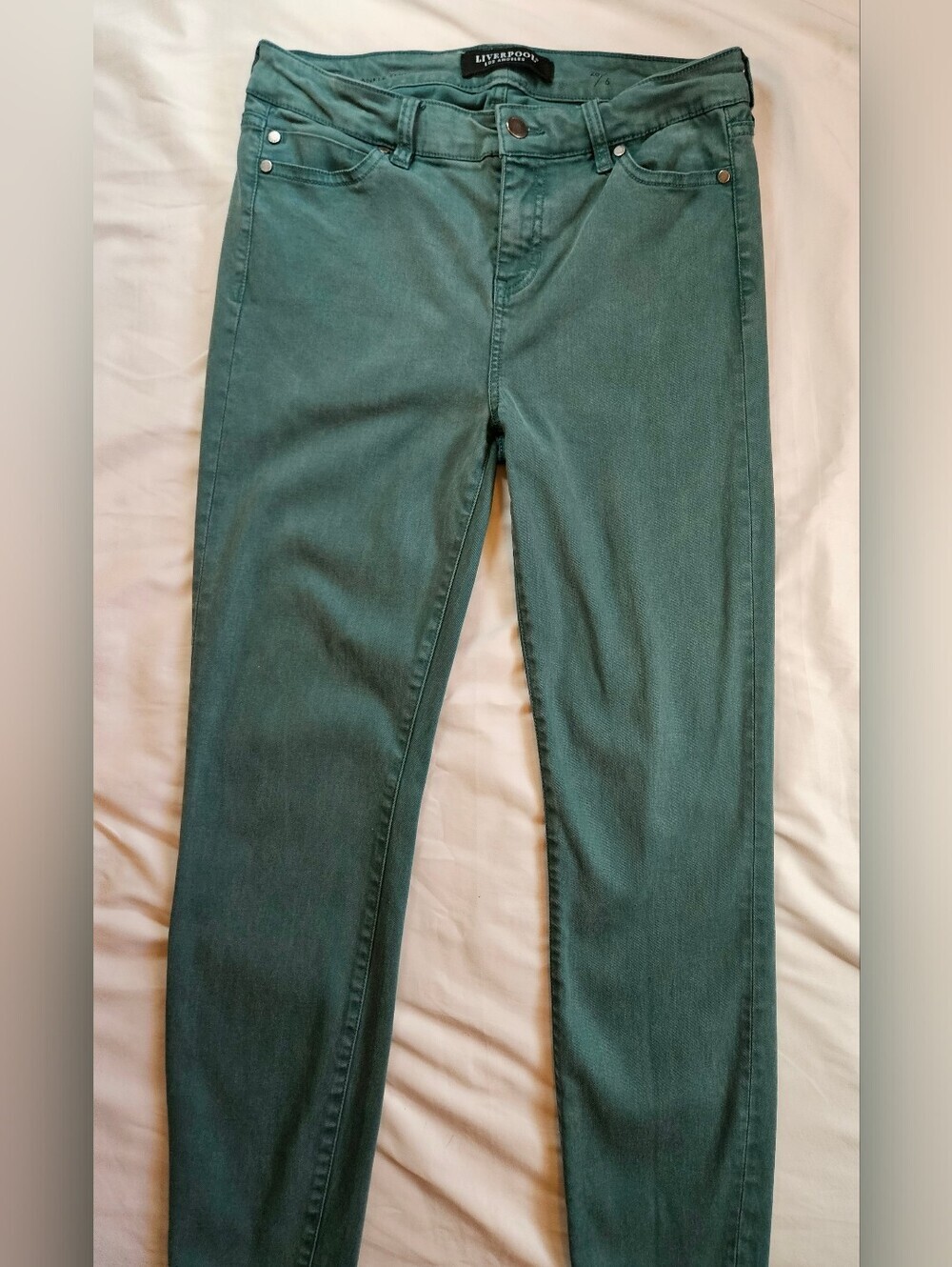 Liverpool Los Angeles Womens Green Mid-Rise Denim 4 Pocket Skinny Jeans Size 6 - Picture 13 of 16